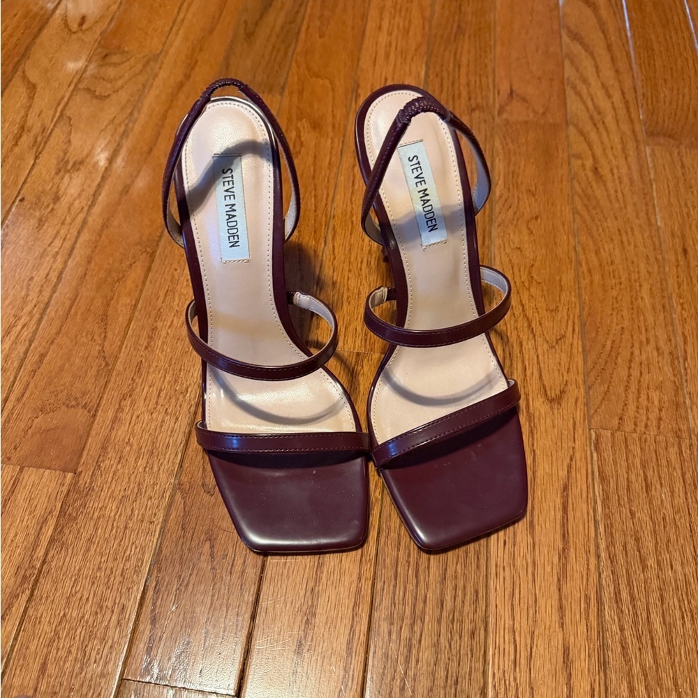Steve Madden Burgundy Strappy Slingback Heels Size 9 - Picture 2 of 5